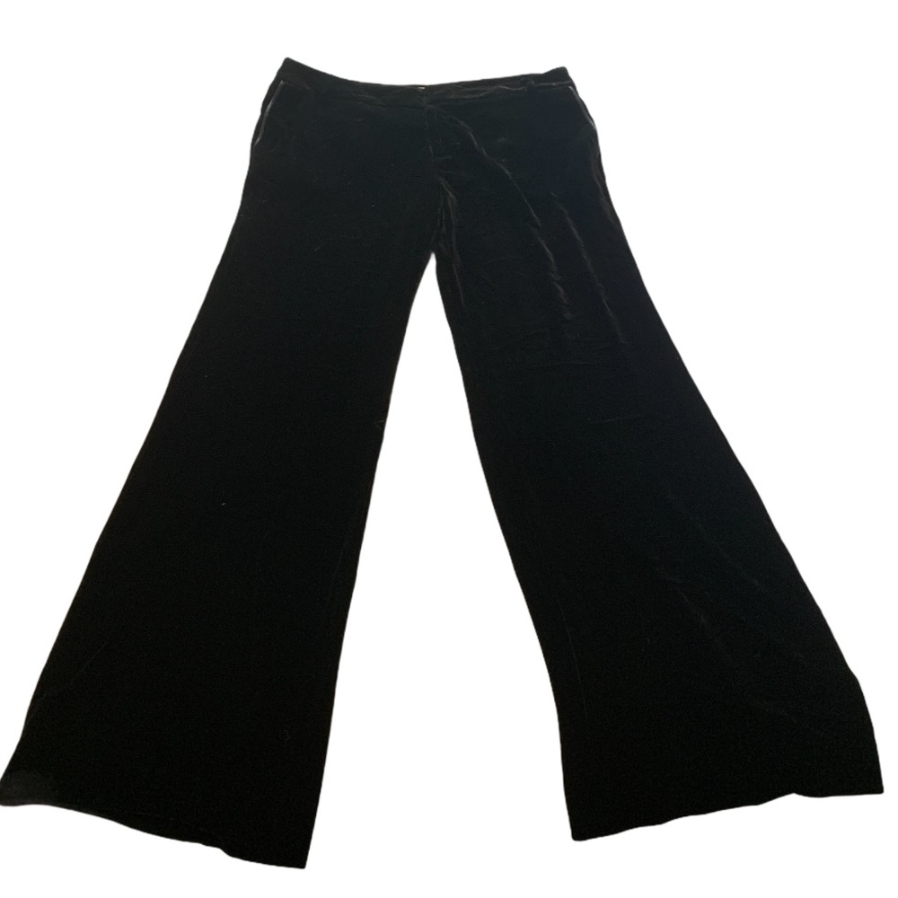 Blunauta Black Silk & Velvet Wide Leg Pants Sz 48